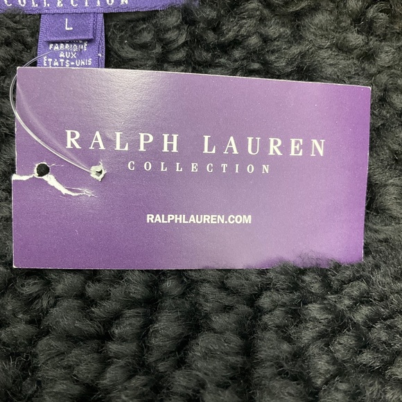 RALPH LAUREN COLLECTION BLACK CROPPED LAMB SHEARLING VEST - Picture 5 of 6